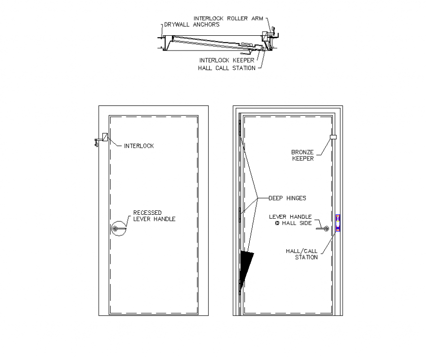 Housing door structure detail elevation 2d view autocad file