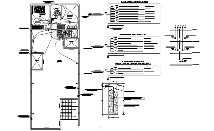 Housing units electrical installation details 2d view autocad file