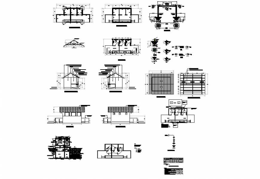 Housing and roof plan detail elevation dwg file