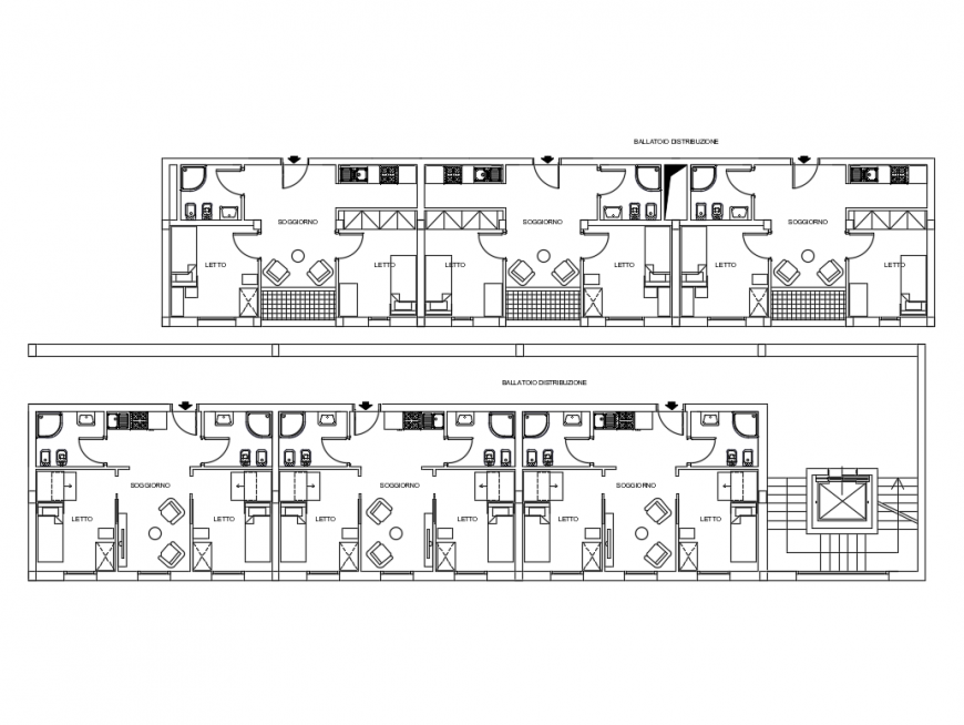 Housing apartment building all floors layout plan cad drawing details dwg file