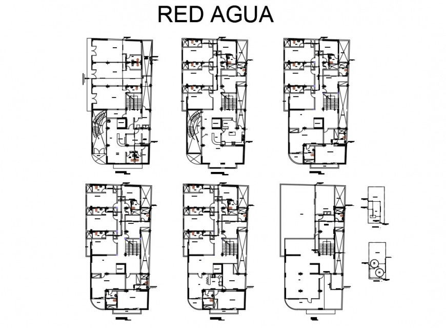 Housing apartment building all floors plan cad drawing details dwg file