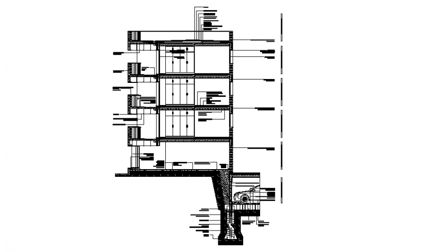 Housing apartment building constructive sectional details dwg file