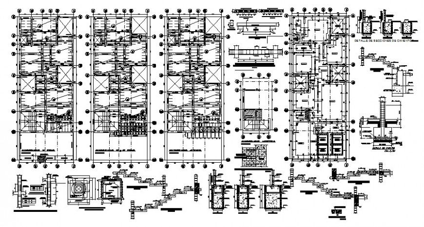 Housing apartment details drawings and RCC structure details in autocad