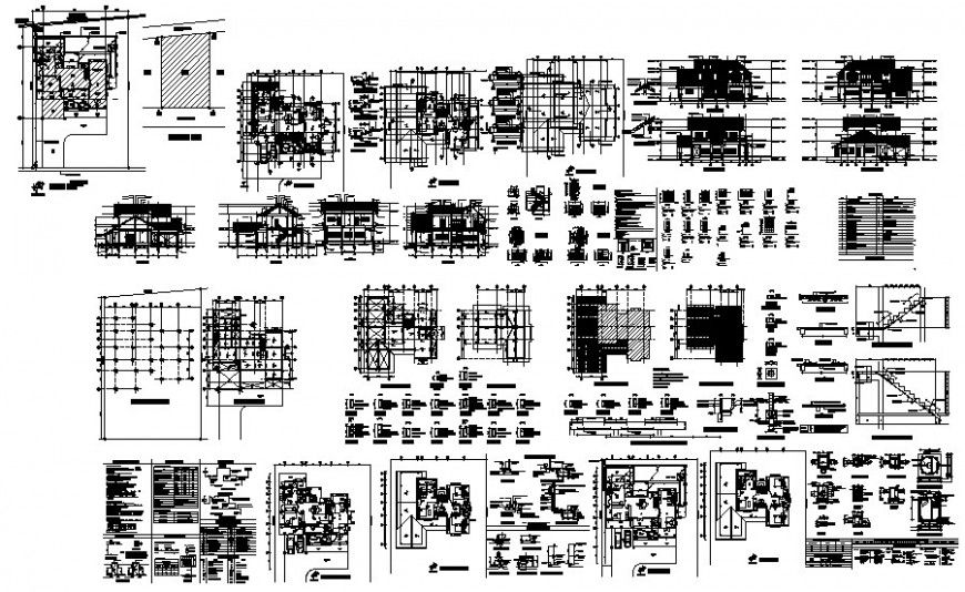 Housing apartment drawings 2d view construction details in autocad