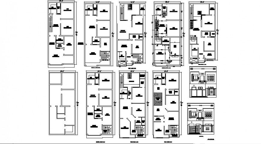 Housing apartment drawings 2d view floor plan details in autocad