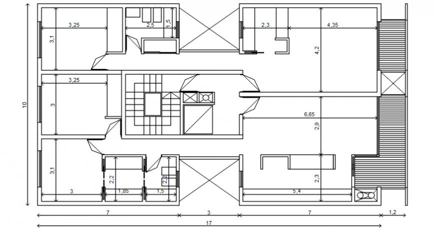 Housing apartment drawings detail 2d view floor layout plan dwg file