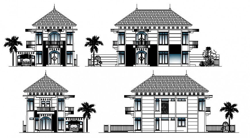 Housing apartment drawings details elevation 2d view autocad file