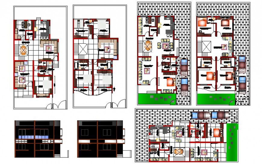 Housing apartment drawings details work plan and elevation autocad file