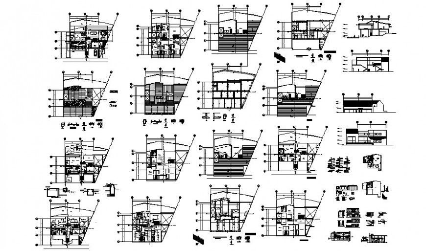 Housing apartment plan elevation and sectional drawings autocad file