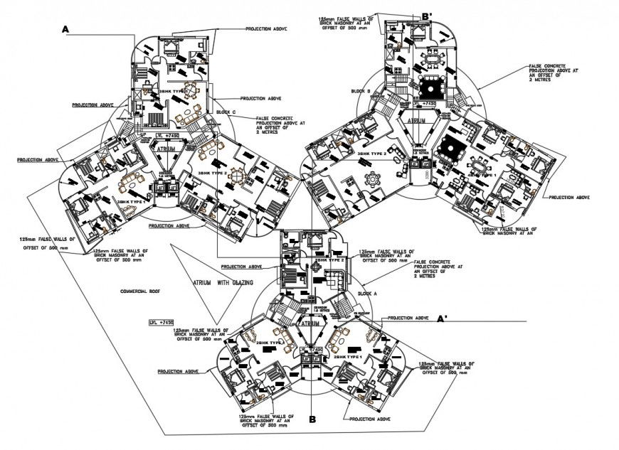 Housing area floor plan in auto cad file