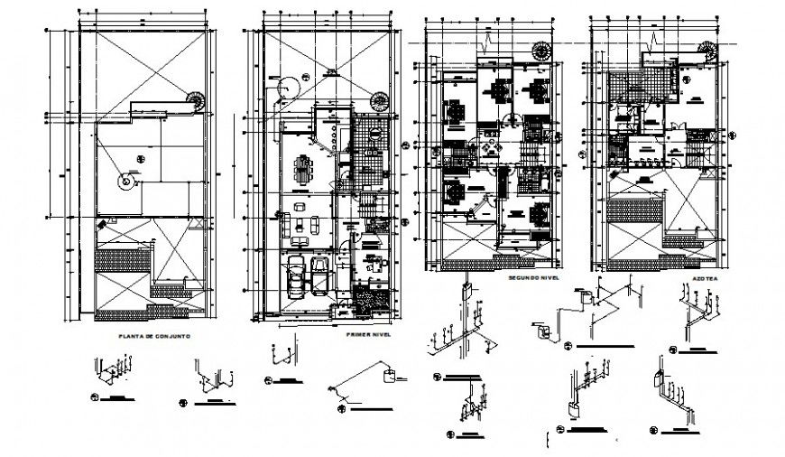 Housing blocks detail 2d view floor plan AutoCAD file