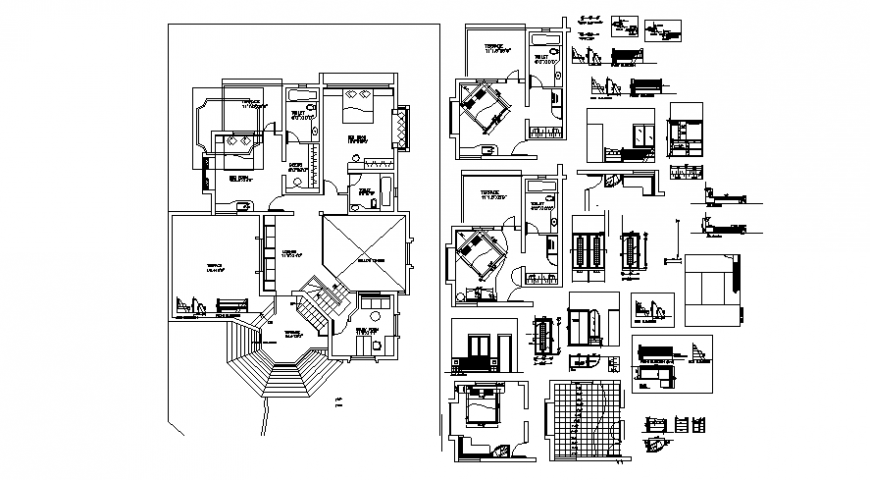Housing blocks drawings 2d view layout floor plan autocad file