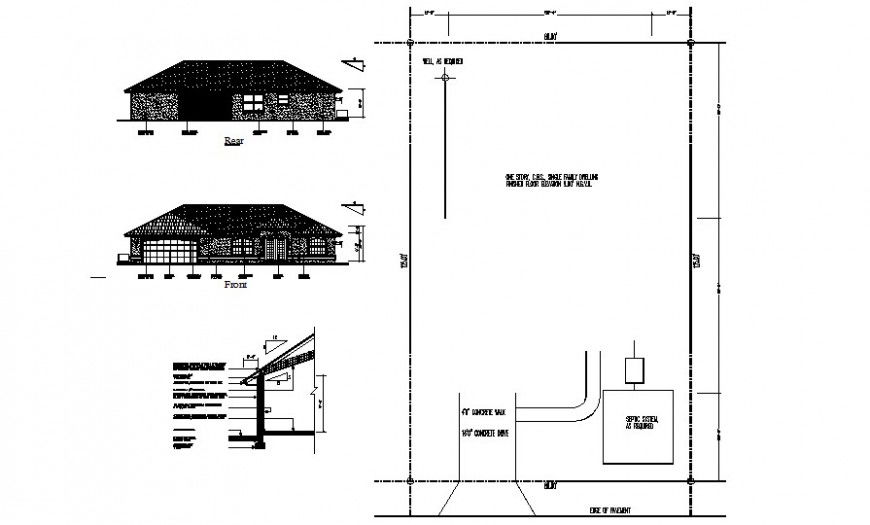 Housing blocks elevation and site area detail 2d view autocad file