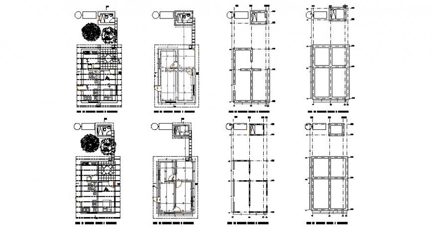 Housing blocks work plan and furniture details autocad drawing