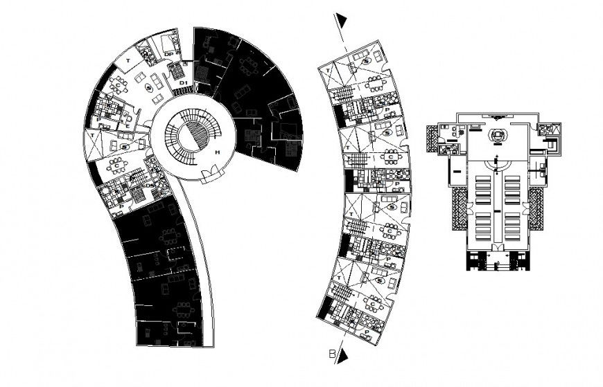 Housing building blocks floor plan distribution cad drawing details dwg file