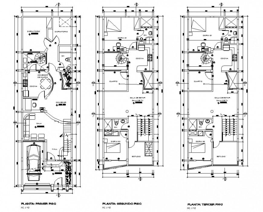 Housing building structure 2d view CAD construction layout dwg file