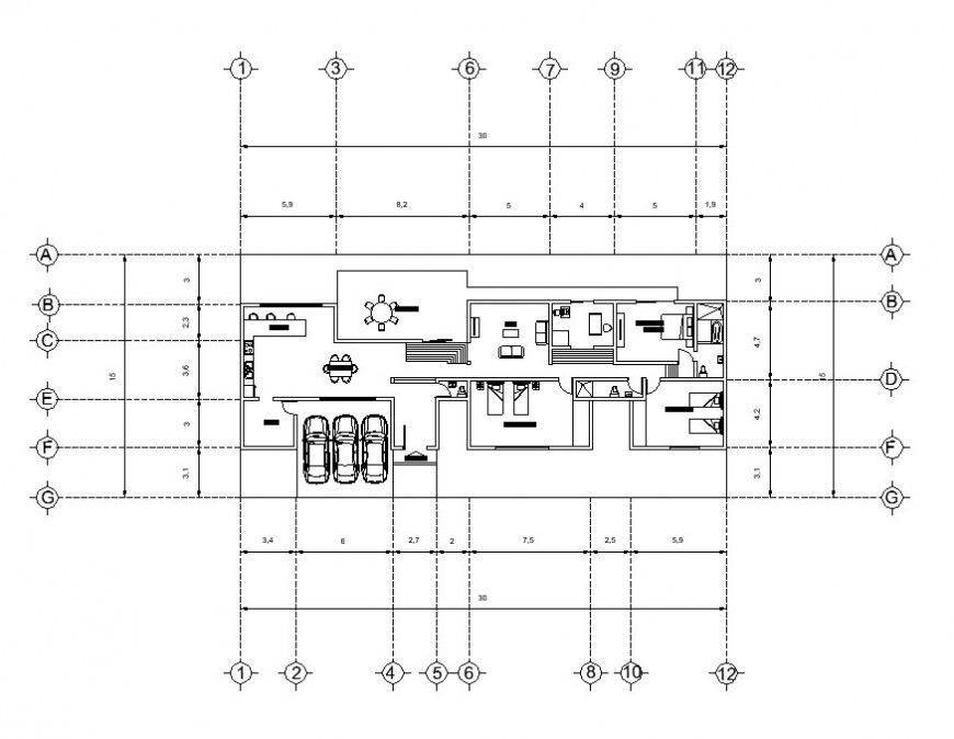 Housing building structure detail plan 2d view CAD constructive block autocad file
