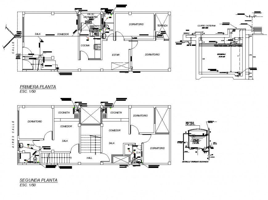 Housing building structure plan 2d view CAD constructive block layout file in autocad format
