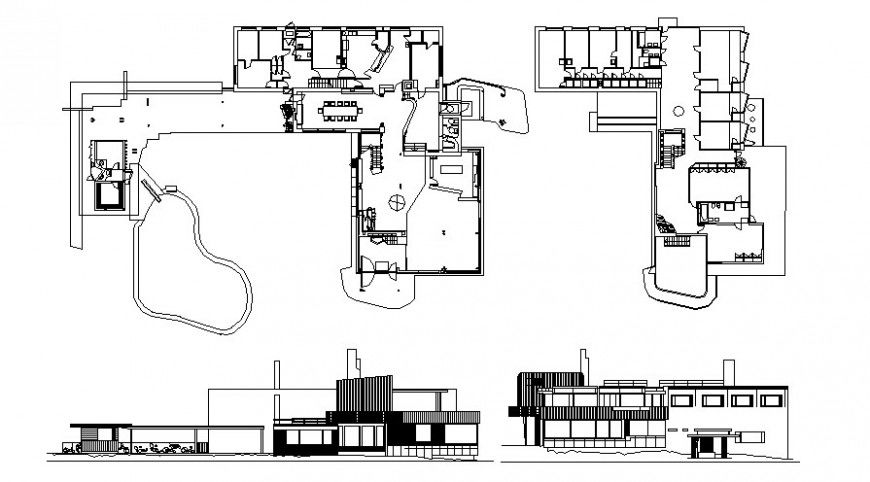 Housing bungalow detail elevation and plan in autocad