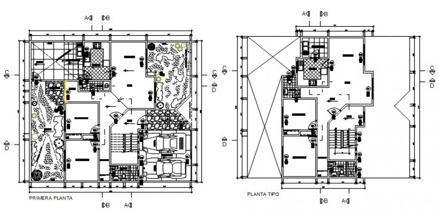 Housing bungalow drawings 2d view CAD layout plan detailing in autocad file