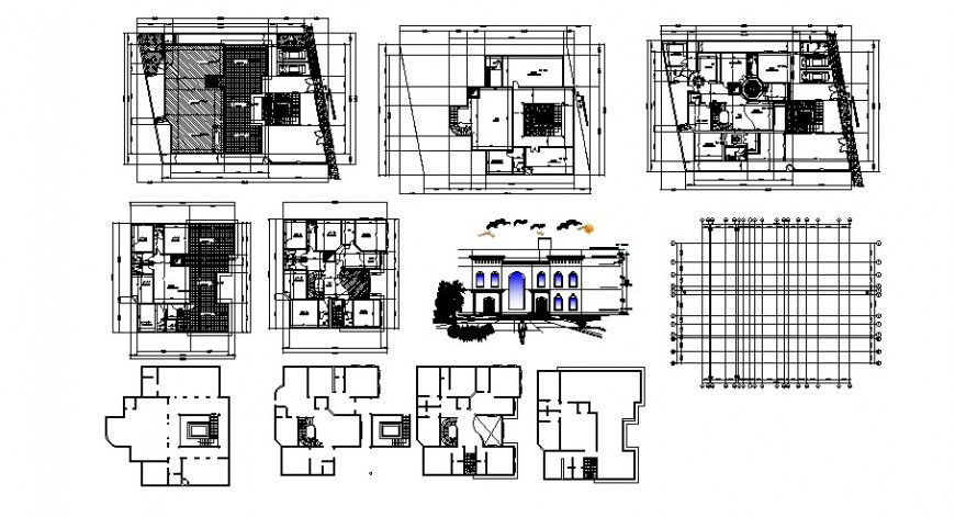 Housing drawings details plan elevation and section AutoCAD file