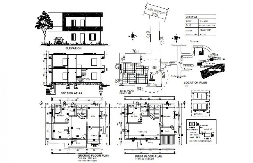 Housing drawings details plan elevation and section dwg file