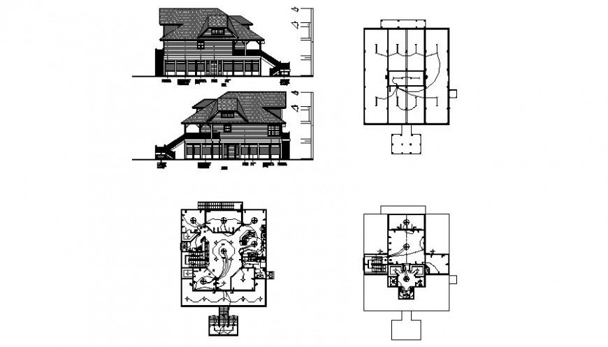 Housing elevation along with electrical installation details in autocad