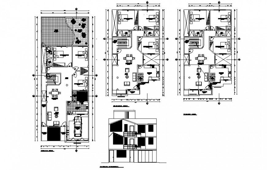 Housing elevation and work plan 2d view drawings autocad file