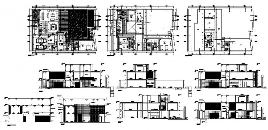 Housing floor plan and elevation in auto cad