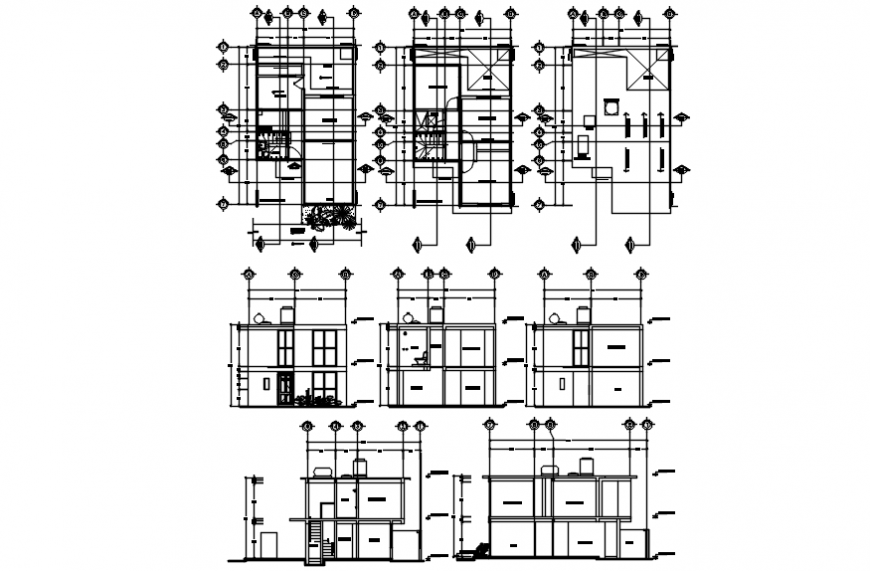 Housing floor plan and elevation in auto cad file
