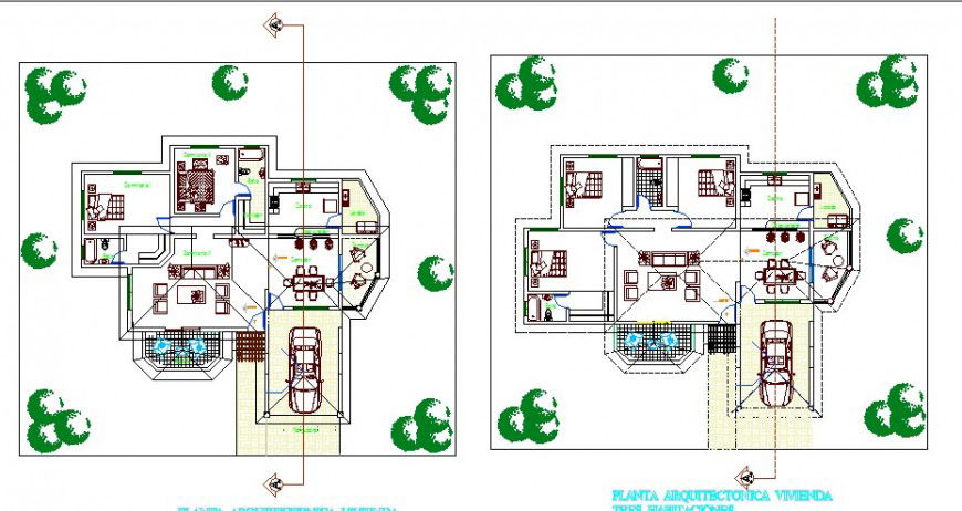 Housing floor plan layout details with furniture layout cad drawing details dwg file