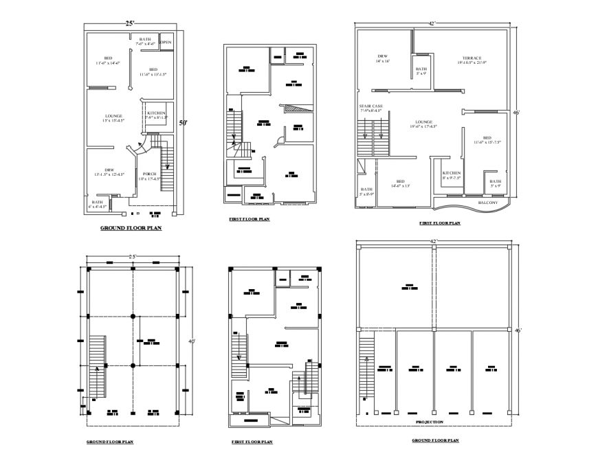 Housing floors plan in auto cad software