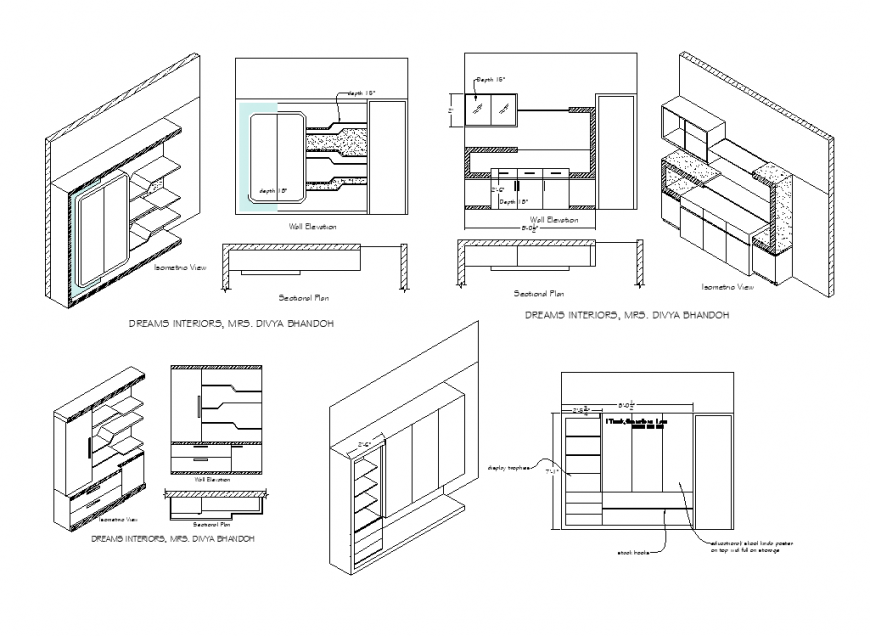 Housing furniture detail elevation layout dwg file