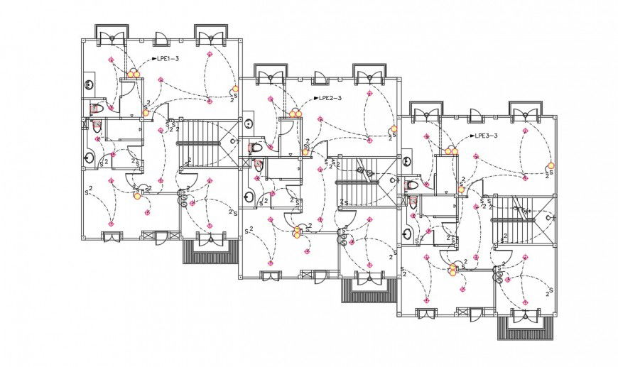 Housing living apartment electrical installation drawings 2d plan dwg autocad file