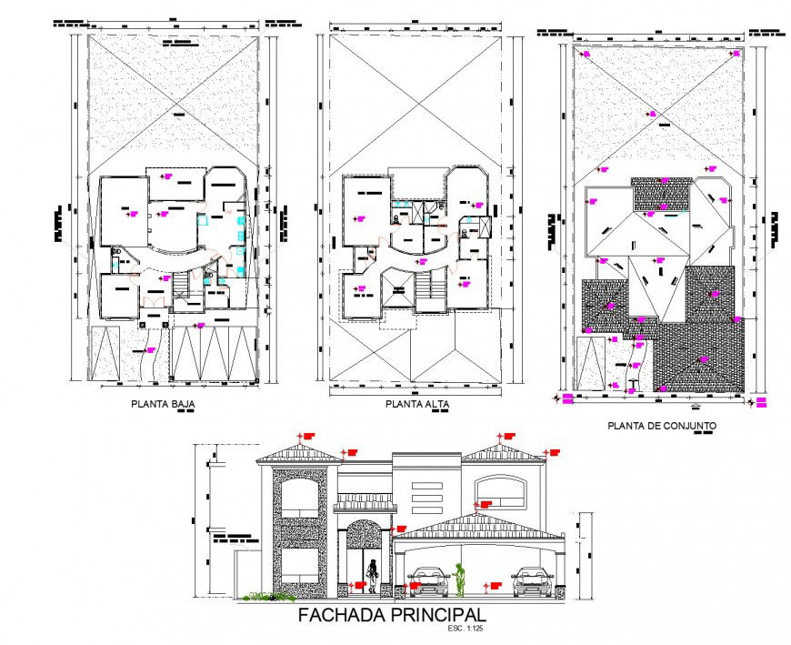 Housing plan and elevation autocad file