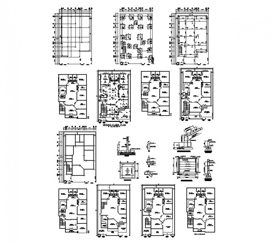 Housing plan and foundations detail 2d view CAD structural block layout autocad file