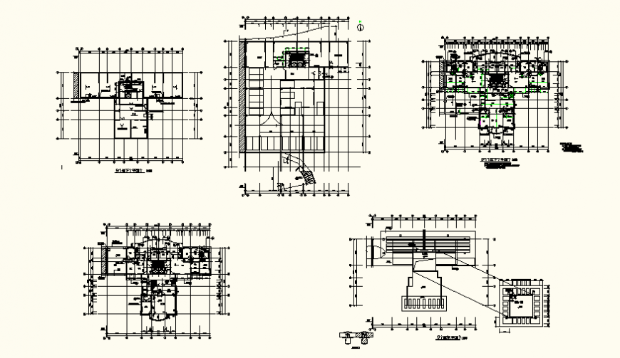 Housing plan chamber detail elevation and plan dwg file