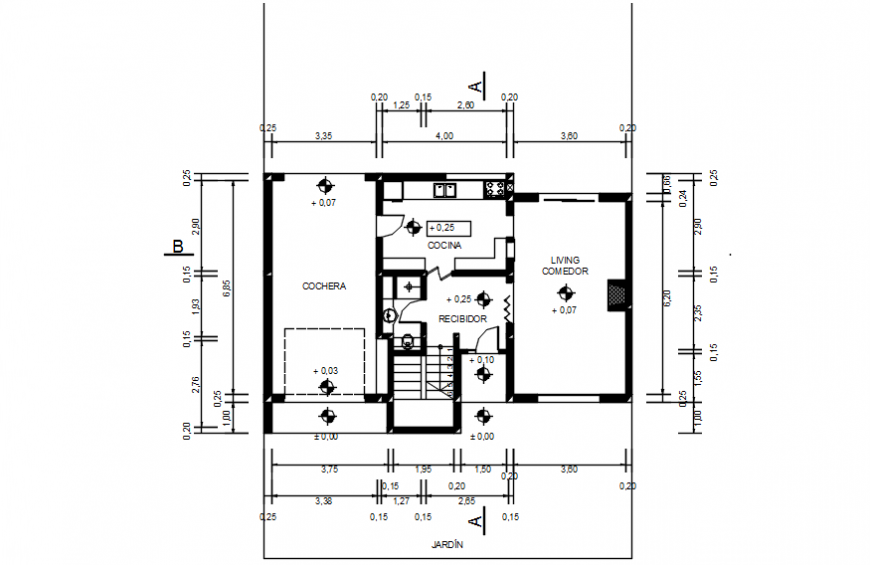 Housing project cad file of ground floor plan