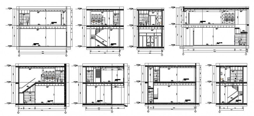 Housing sanitary installation detail section and elevation design