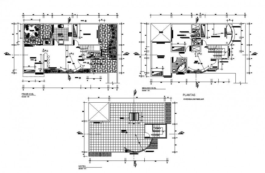 Housing squares first, second floor and cover plan cad drawing details dwg file
