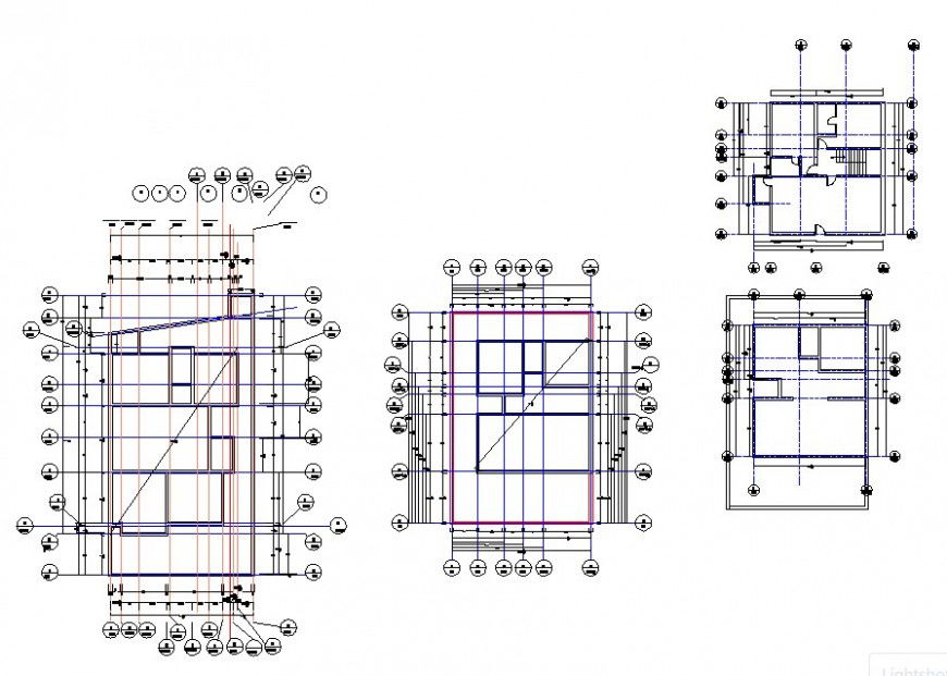 Housing structure detail 2d view CAD construction block layout file in autocad format