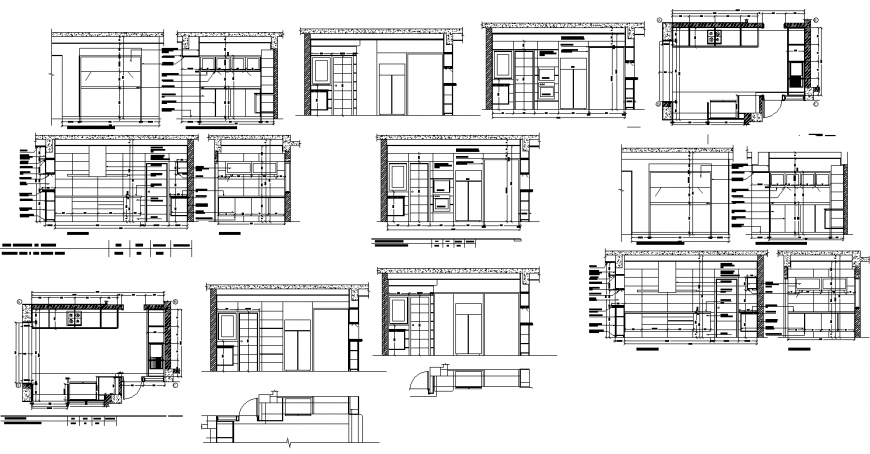 Housing structure detail elevation 2d view layout plan