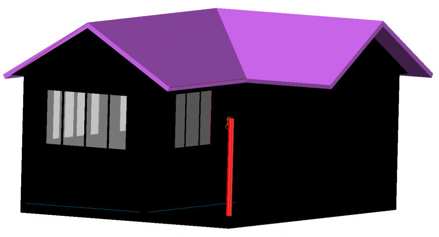 Housing structure detail elevation 3d model autocad file