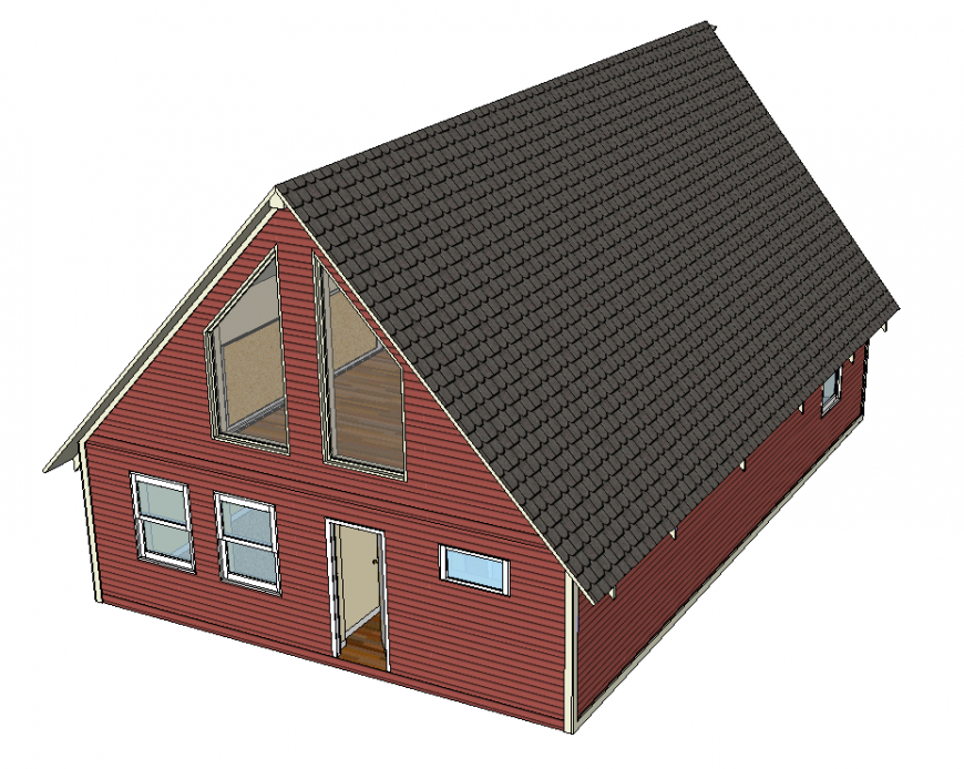 Housing Structure 3D Elevation Model in SketchUp DWG File