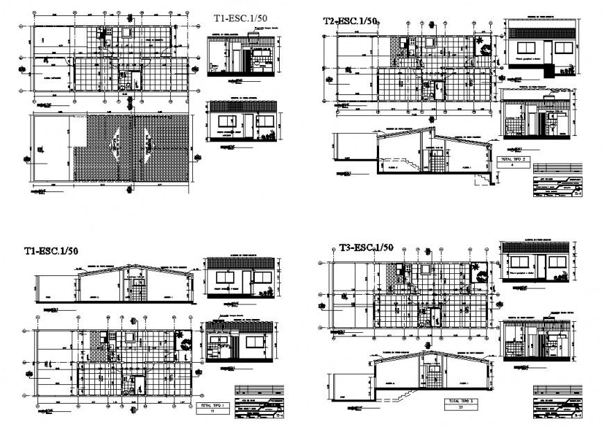 Housing structure detail plan and section layout CAD block autocad file