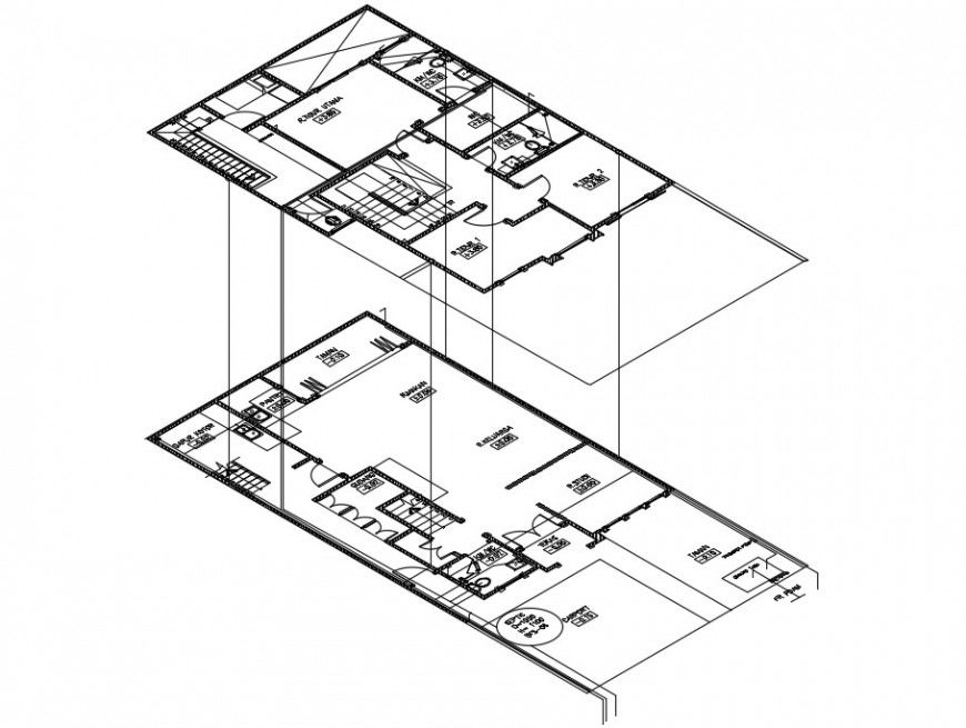 Housing structure plan 2d view dwg file