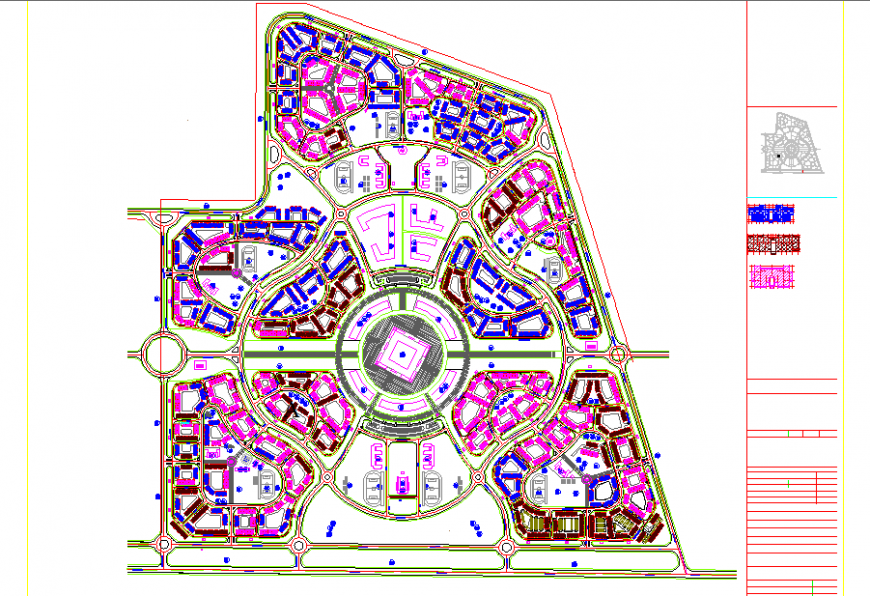 Housing township master plan in dwg file.