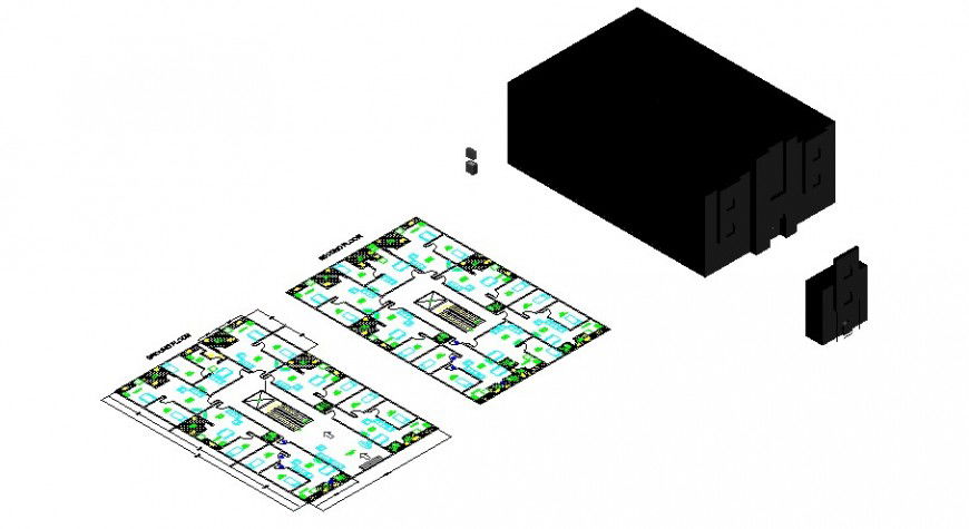 Housing units 3d drawings with plan autocad software file