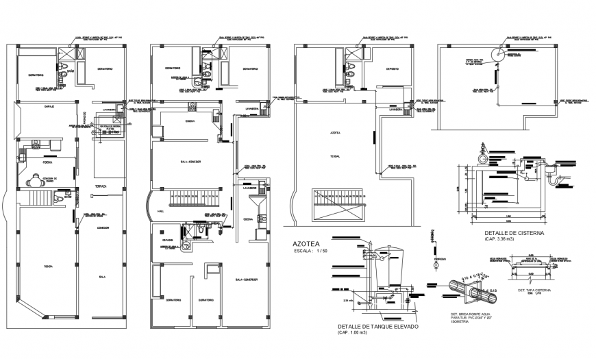 Housing units detail 2d view working plan in dwg format