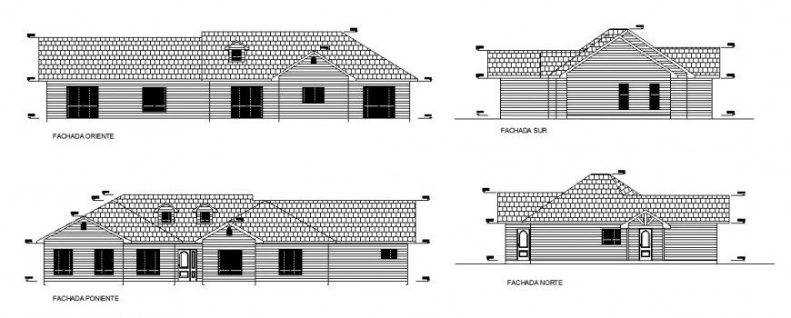 Housing units detail elevation 2d drawing in autocad